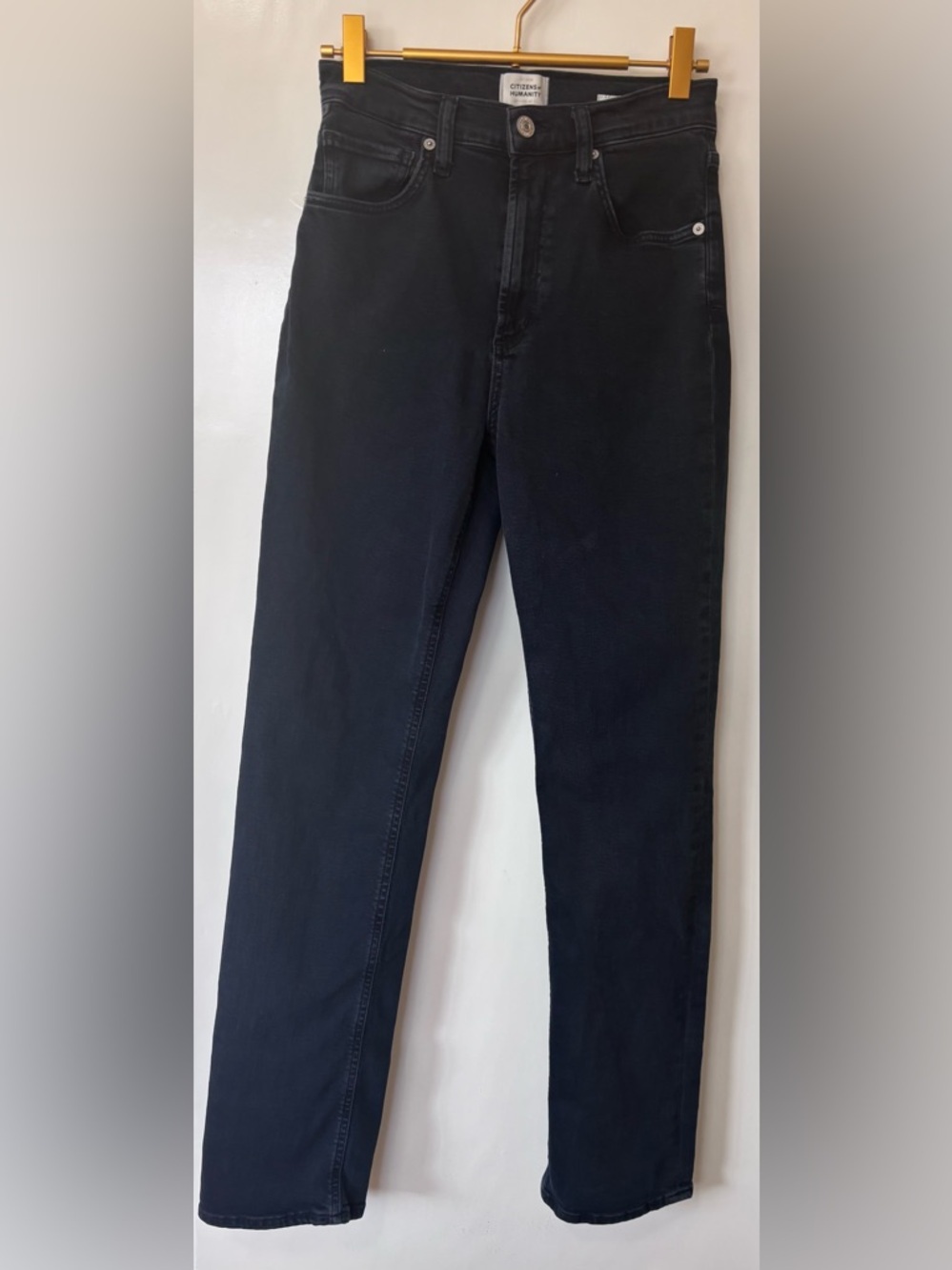 Citizens Of Humanity| Daphne High-Rise Black Stretch Denim Straight Jeans Sz 25 - Picture 2 of 6
